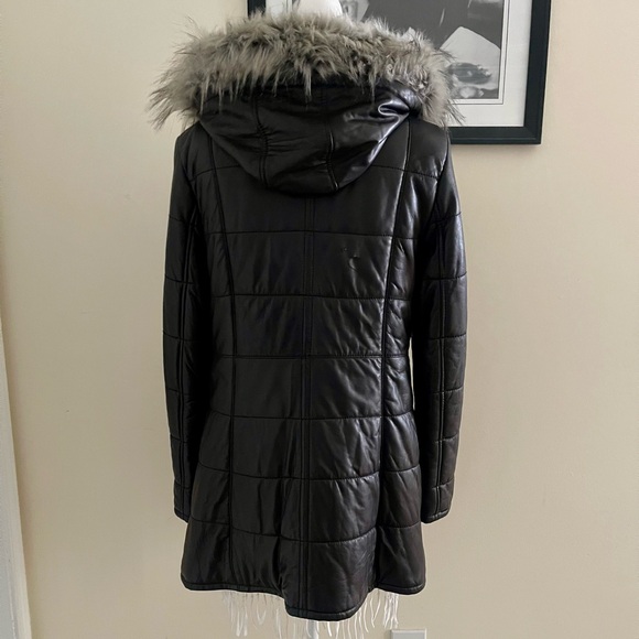 black rivet leather jacket on a warm lining size L org $599 with defect - Picture 5 of 16